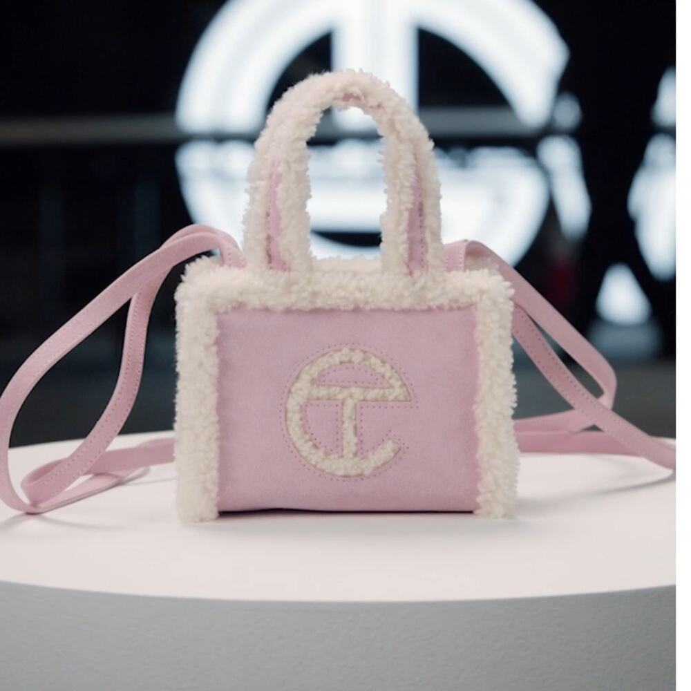 Ugg x telfar NWT pink suede shearling small shopper tote bag christmas